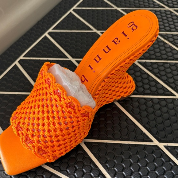 Gianni Bini Shoes - Gianni Bini Orange Knit Slide Heel